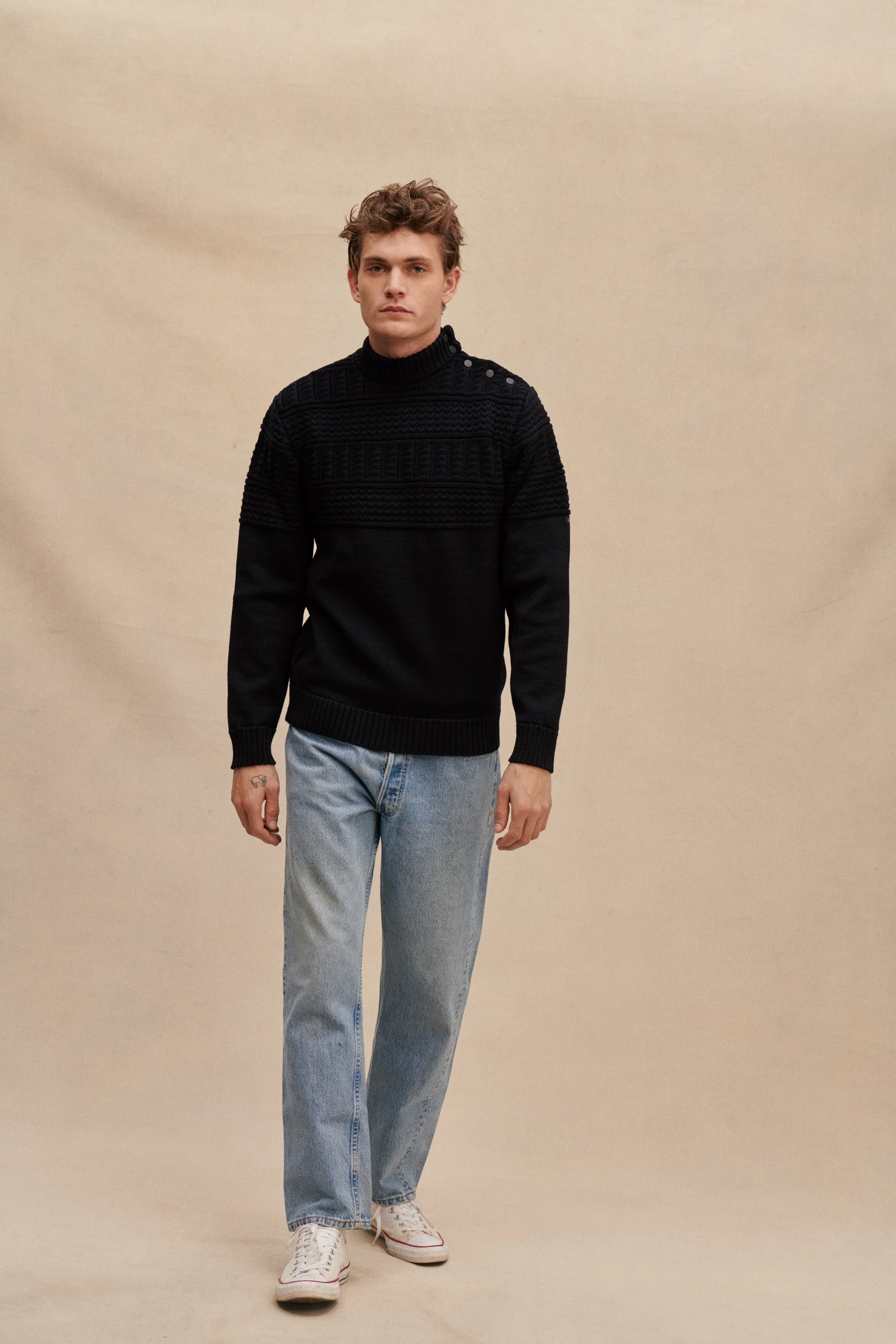 Pull Marin pêcheur marine pour homme - Image 3