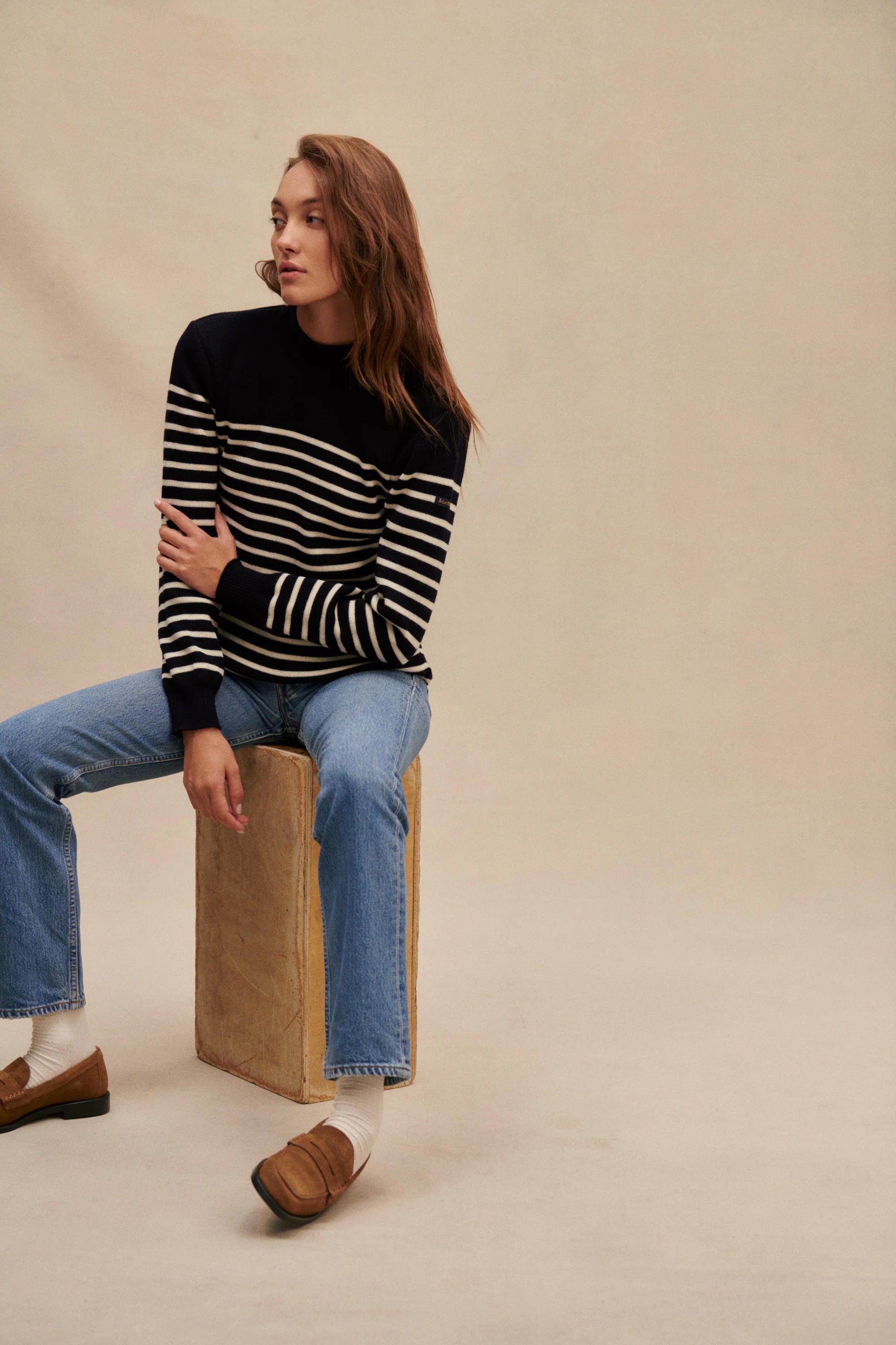 Pull marinière bleu marine pour femme - Image 3