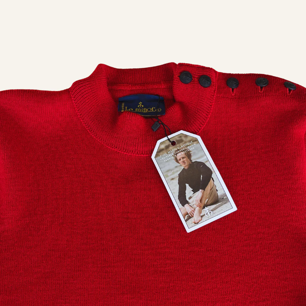 Pull marin rouge en laine - Seconde main - Image 2