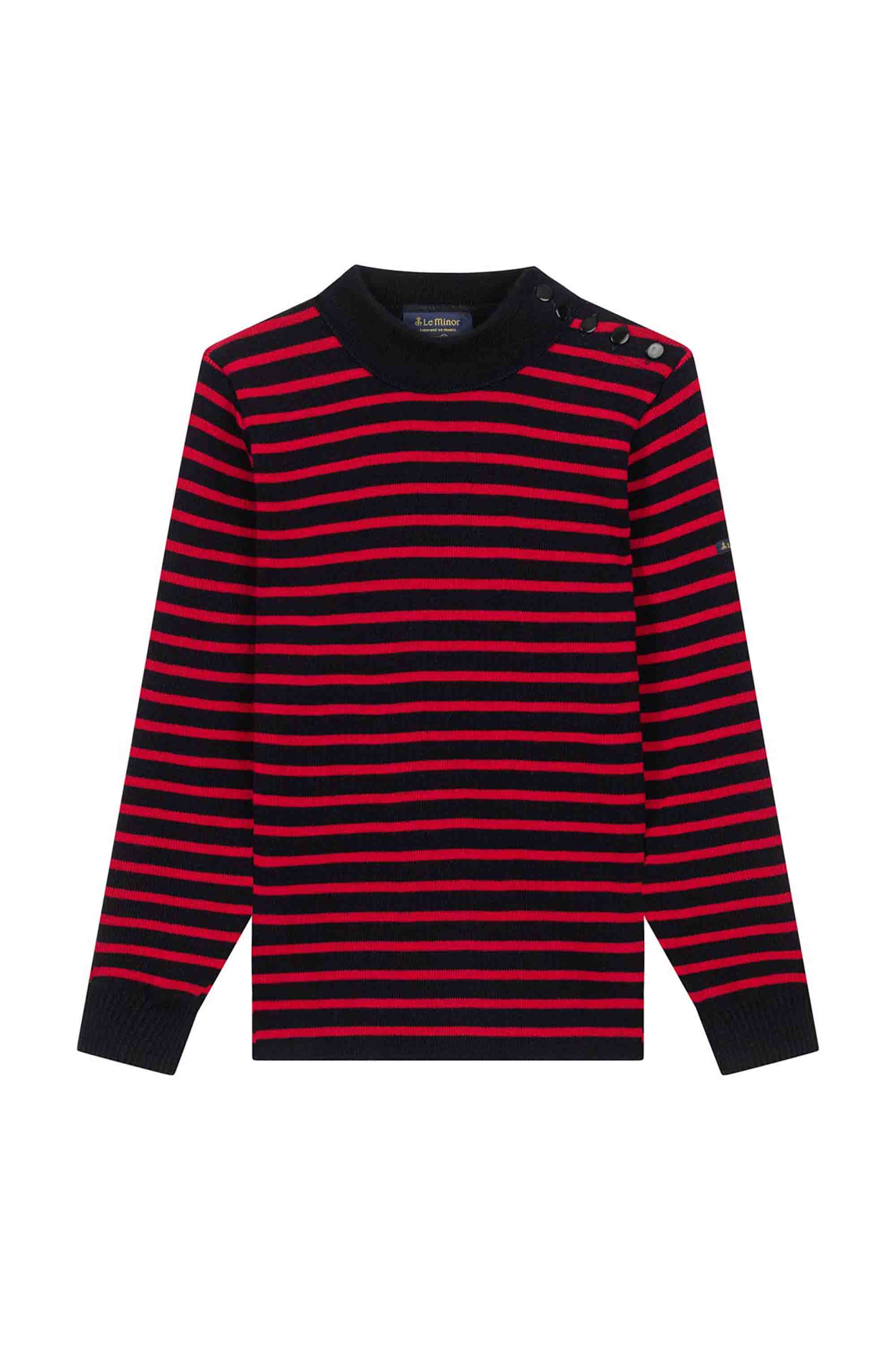 Pull marin rayé marine et rouge pour femme - Image 7