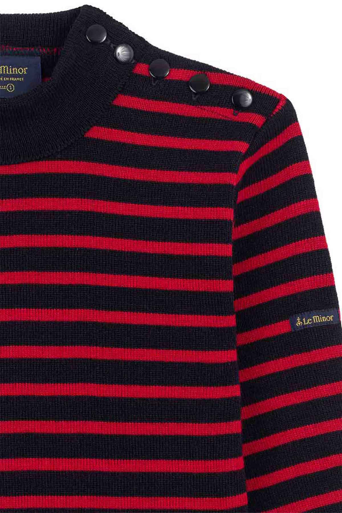 Pull marin rayé marine et rouge pour femme - Image 8