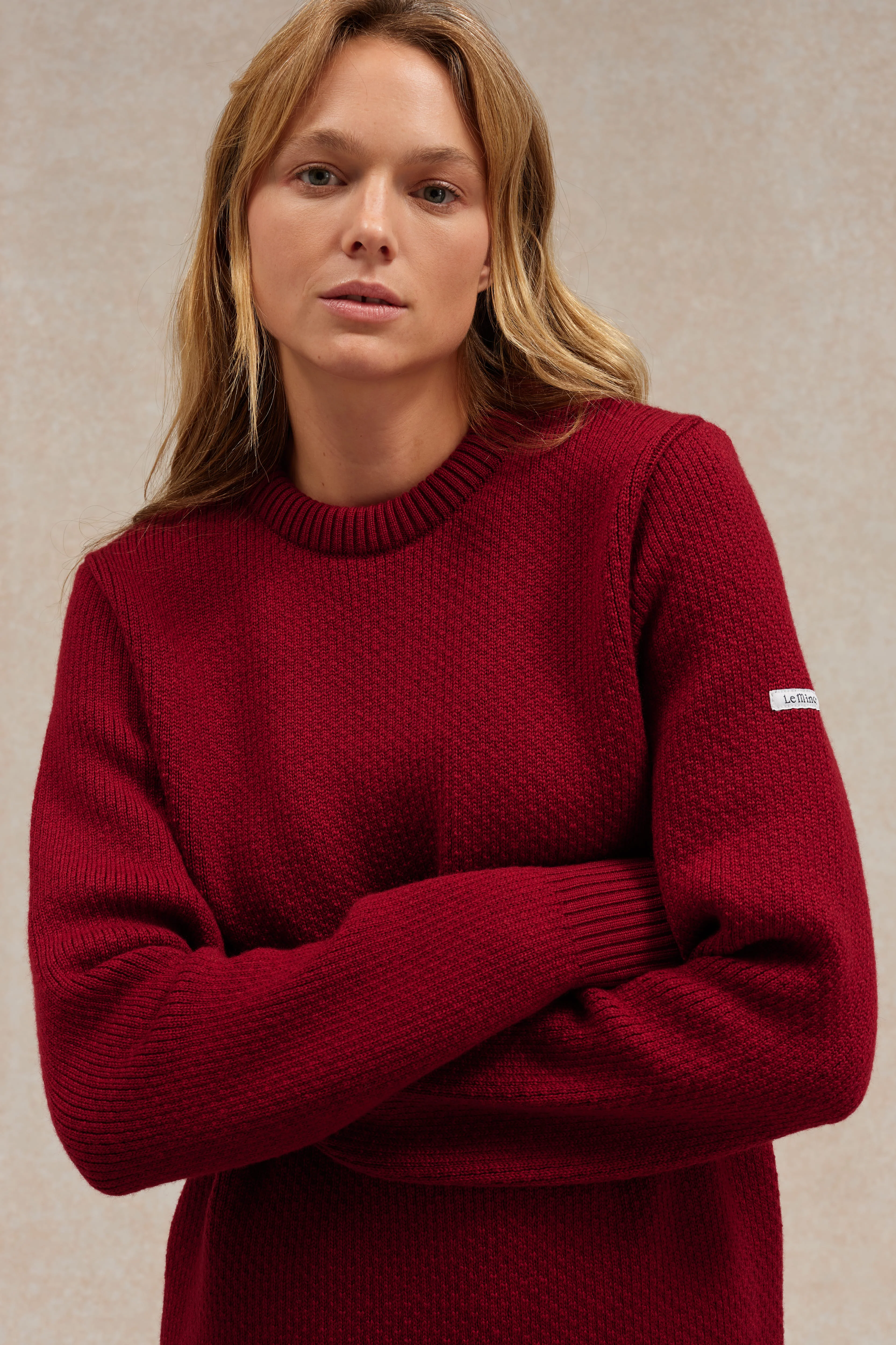Pull col rond Norvégien bordeaux pour femme - Image 2