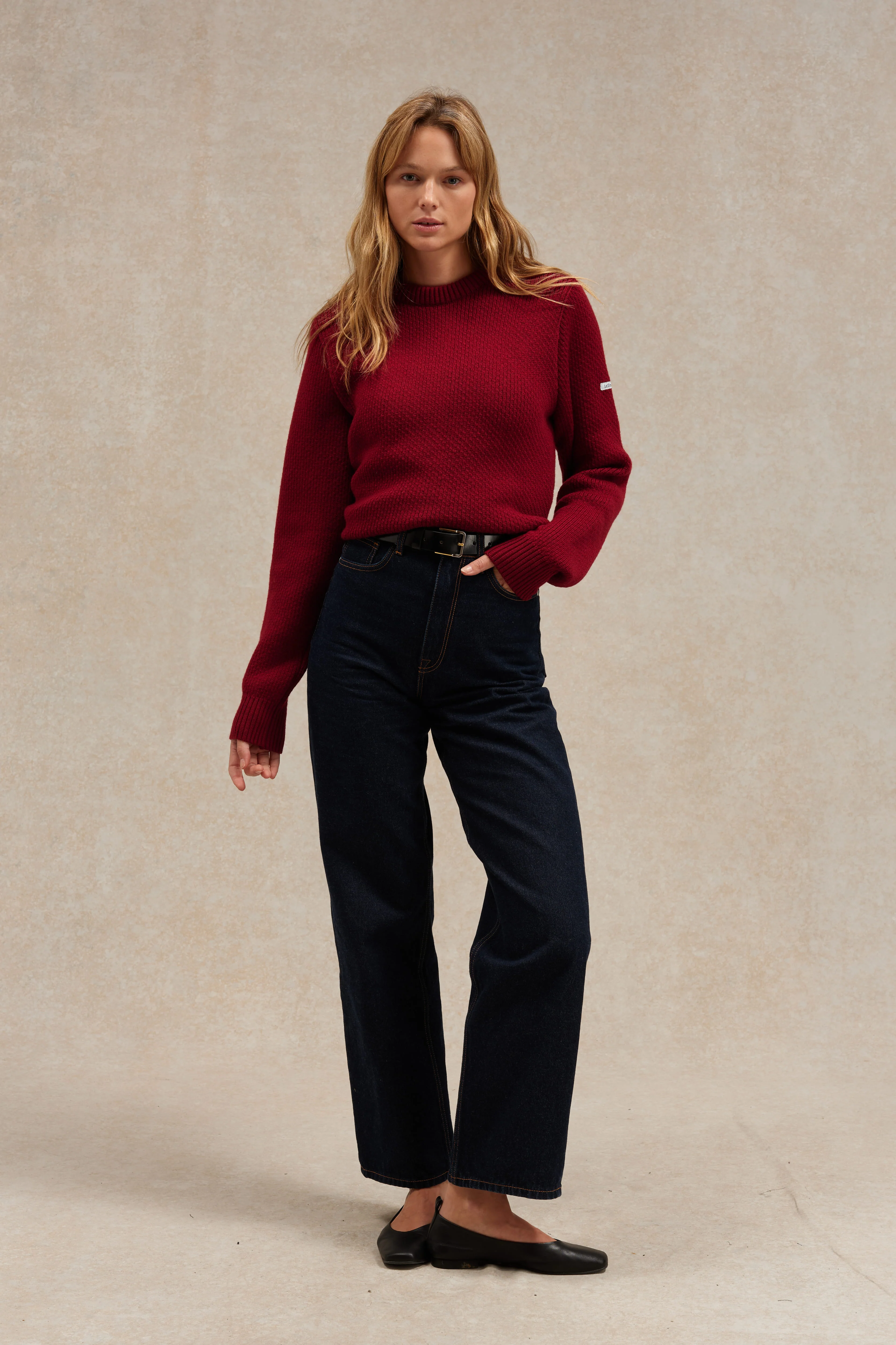 Pull col rond Norvégien bordeaux pour femme - Image 4
