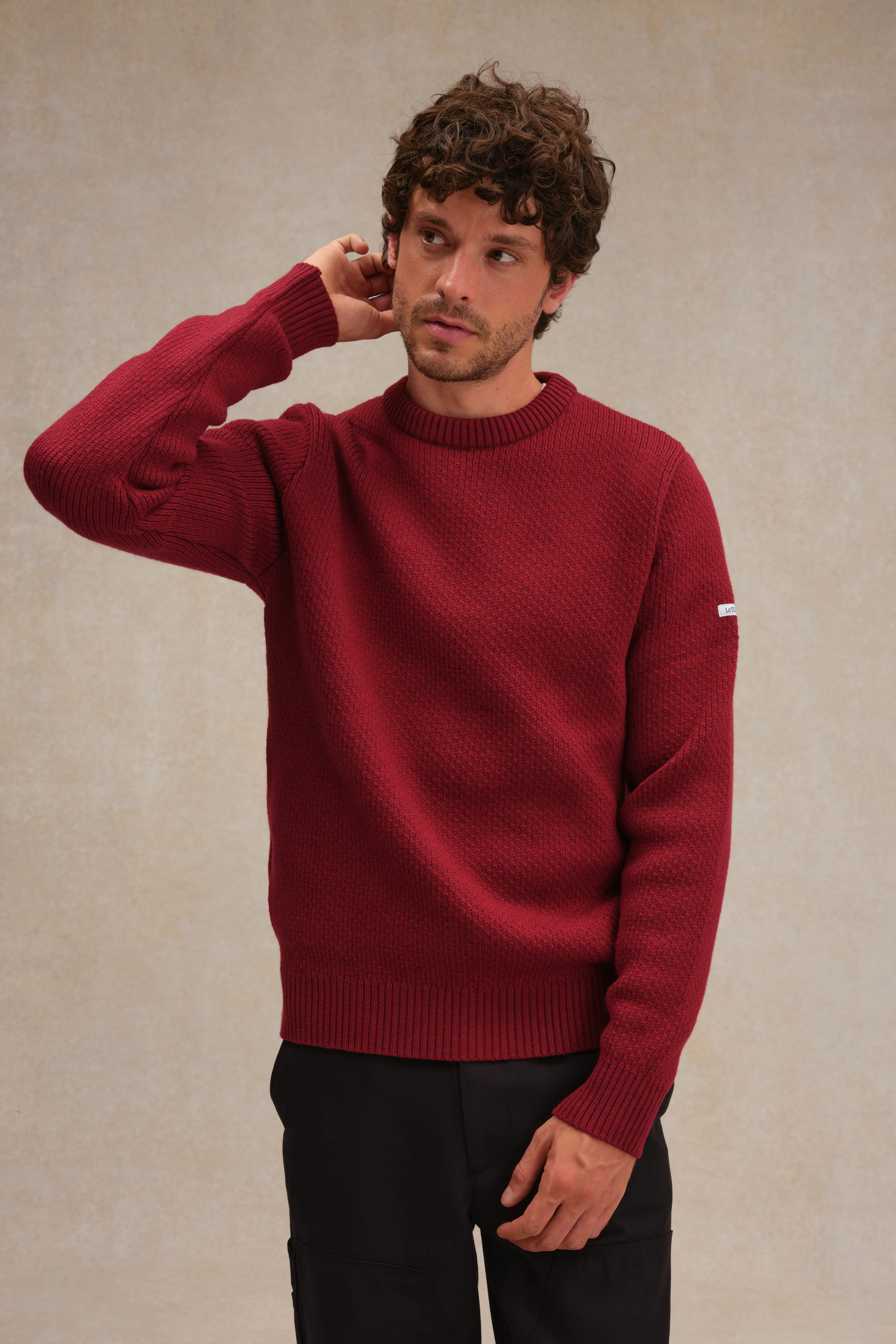 Pull col rond Norvégien bordeaux pour homme - Image 3