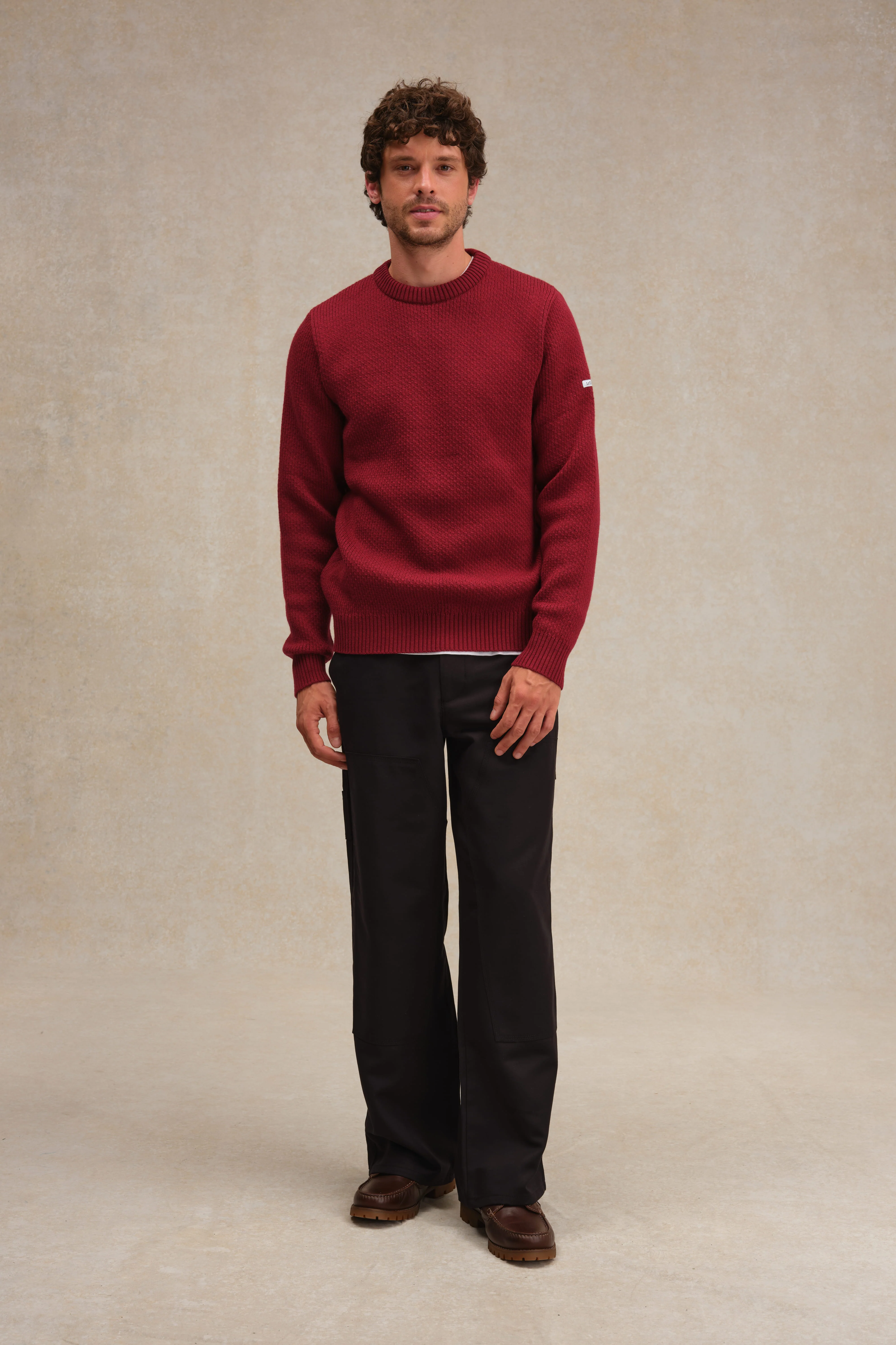 Pull col rond Norvégien bordeaux pour homme - Image 4