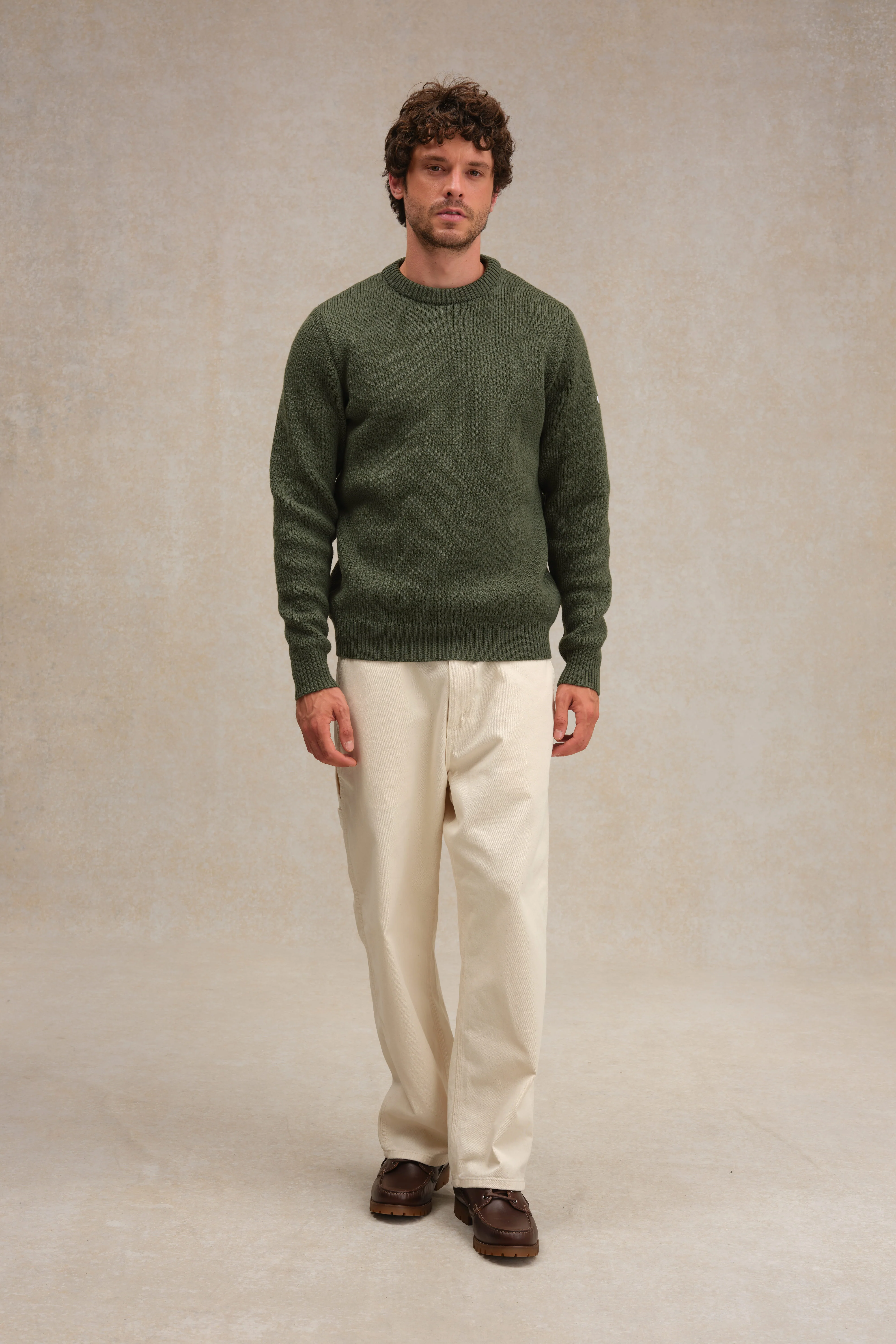 Pull col rond Norvégien olive pour homme - Image 4
