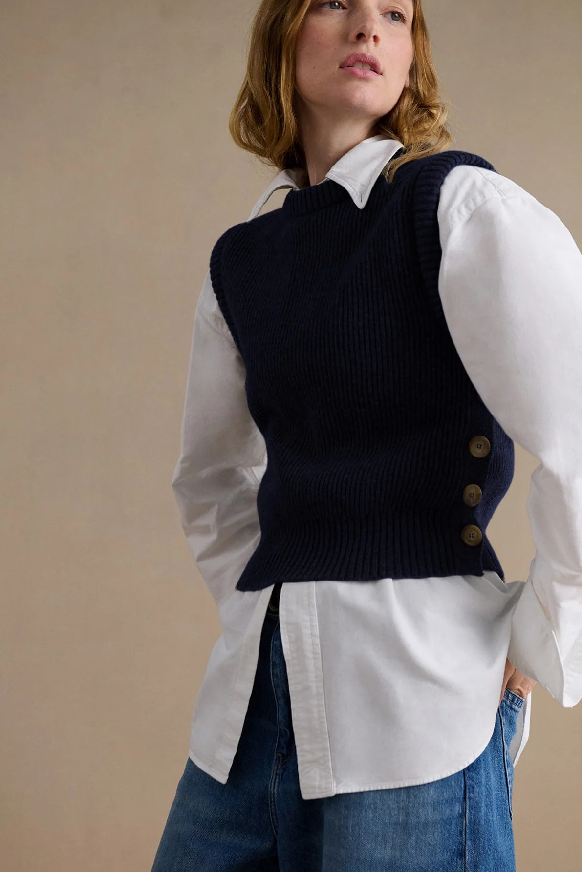 Pull sans manches bleu marine pour femme - Image 2