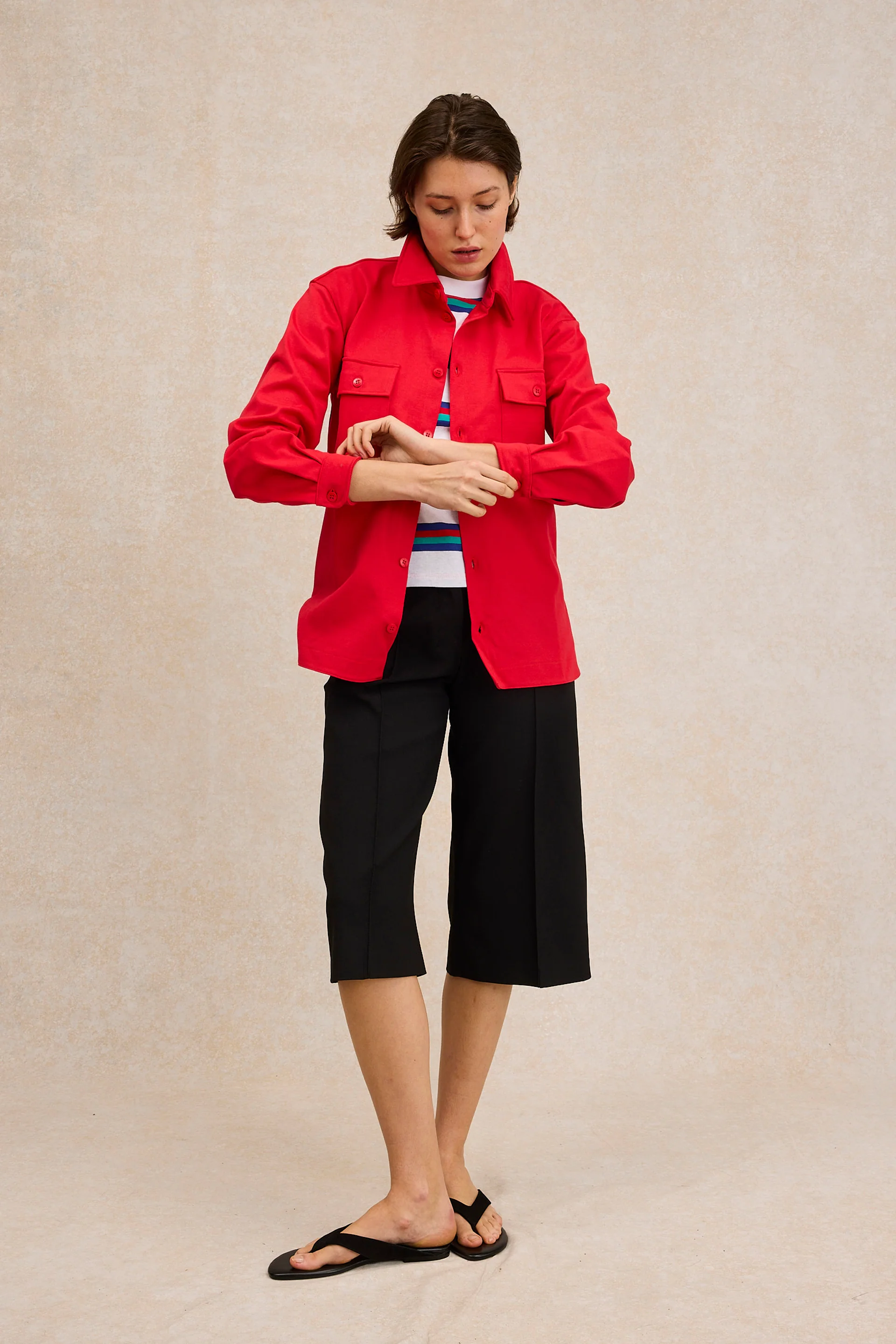 Surchemise en coton rouge pour femme - Image 3