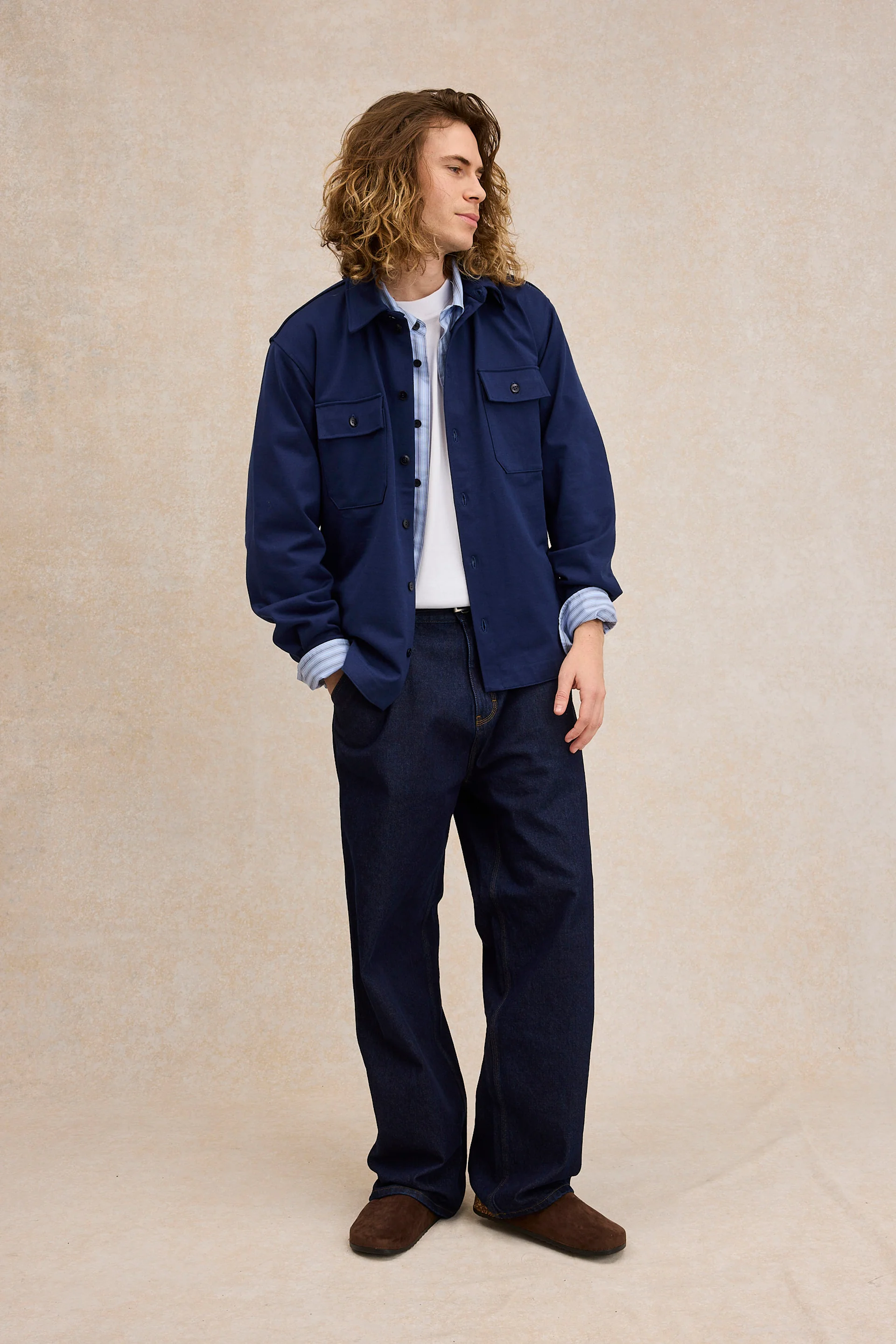 Surchemise en coton bleu marine pour homme - Image 4