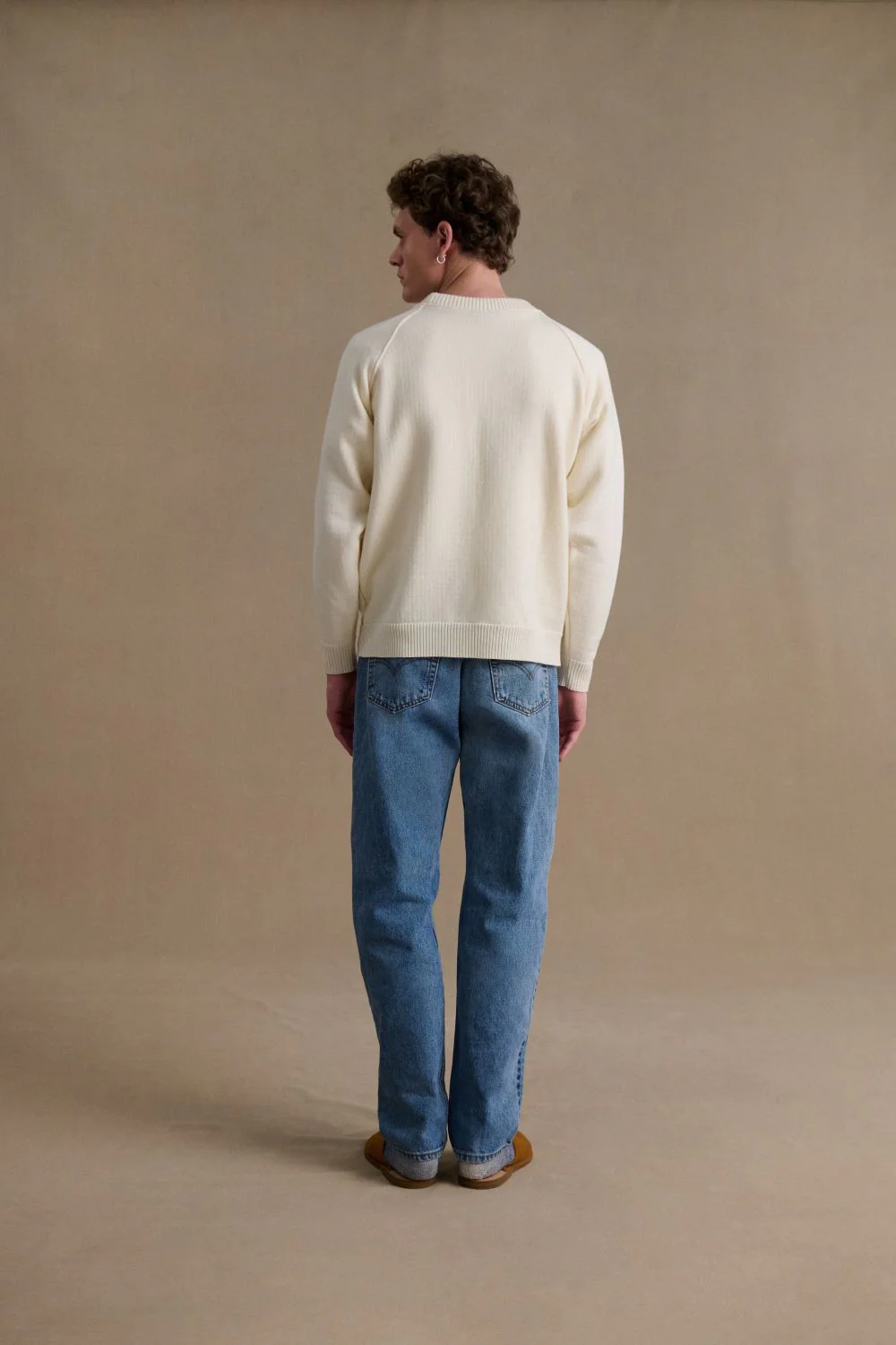 Sweat écru en laine mérinos pour homme - Image 5