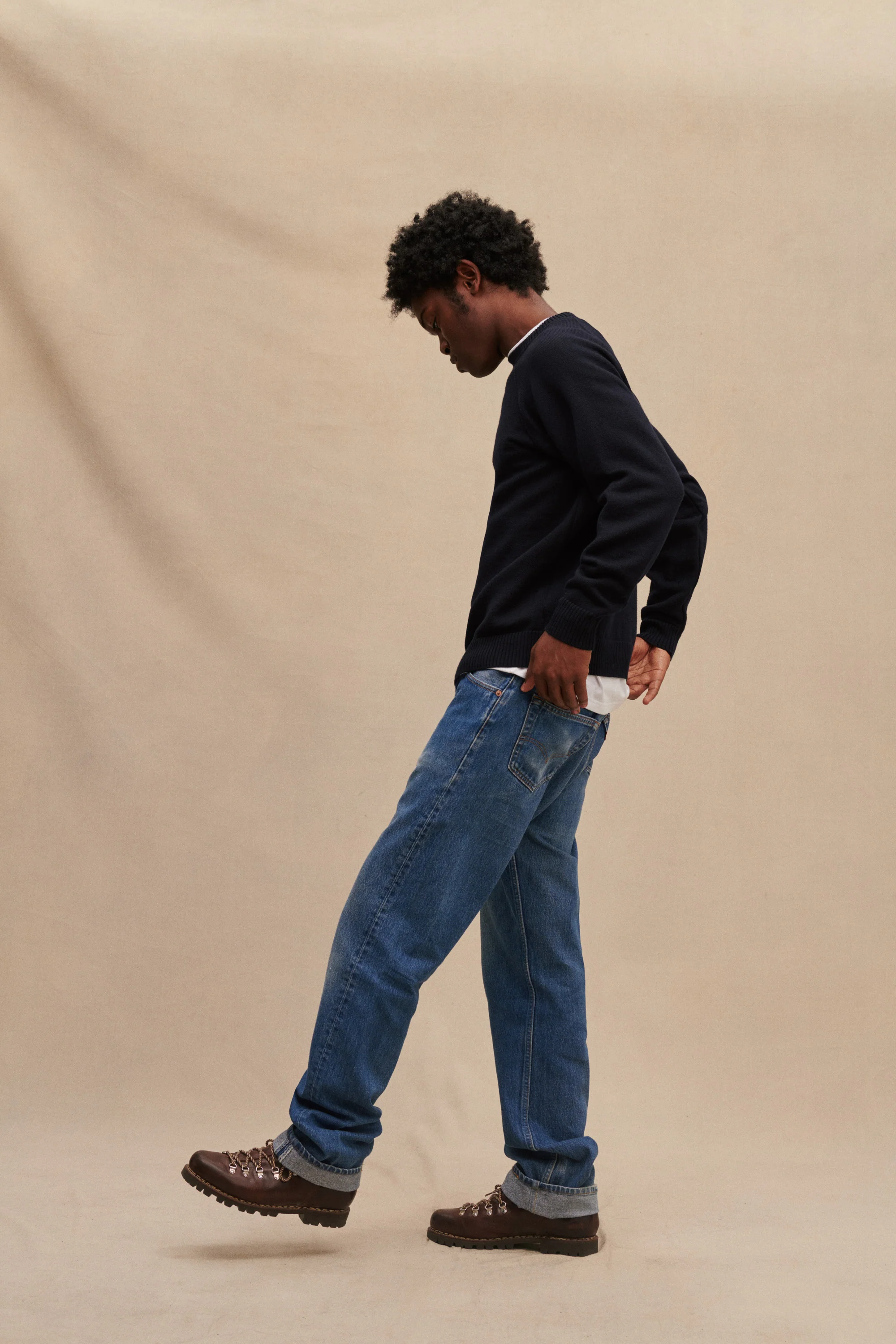 Sweat bleu marine en laine mérinos pour homme - Image 3