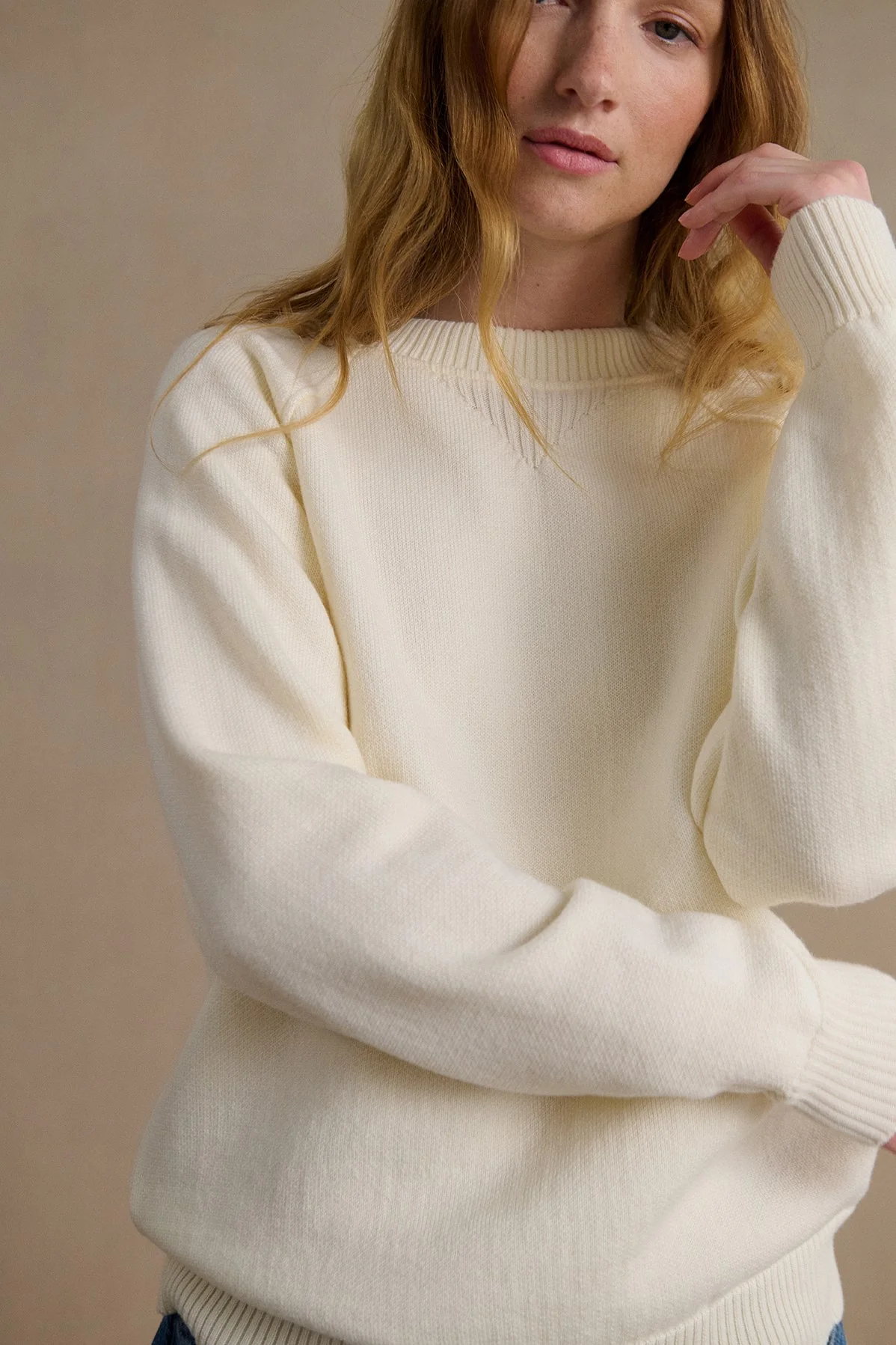 Sweat écru en laine mérinos pour femme - Image 2