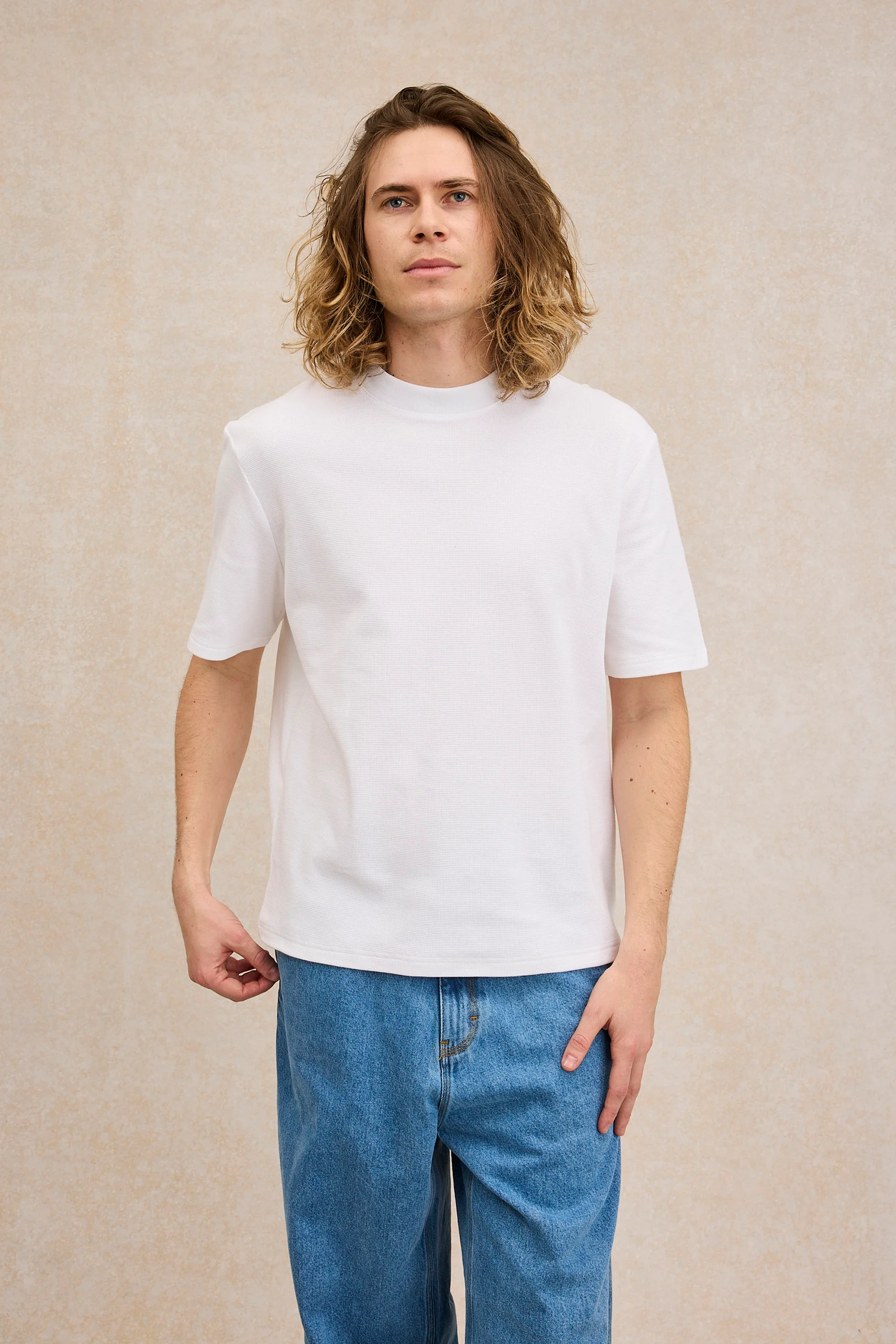 T-shirt Andy nid d'abeille blanc