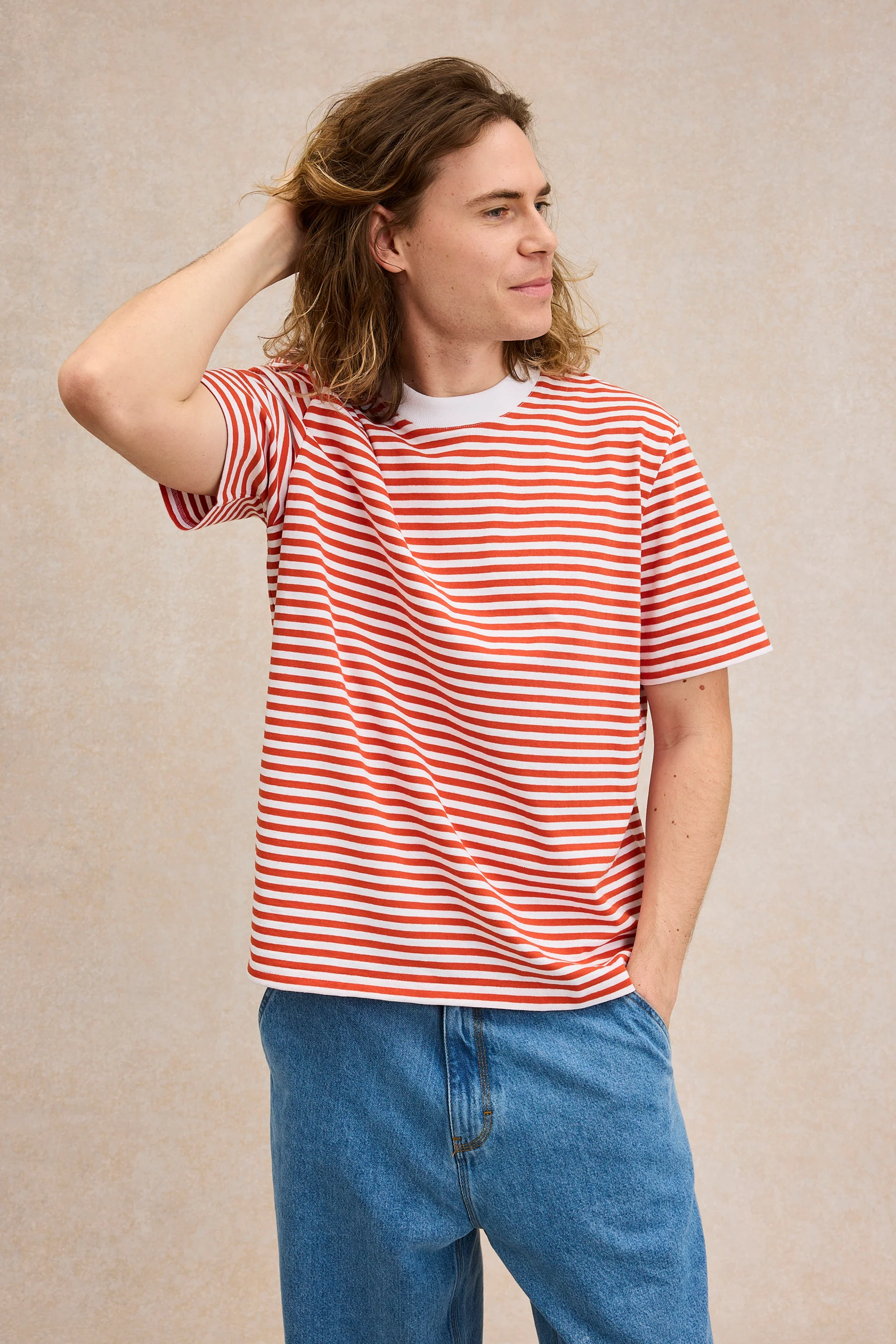 T-shirt Andy rayé orange