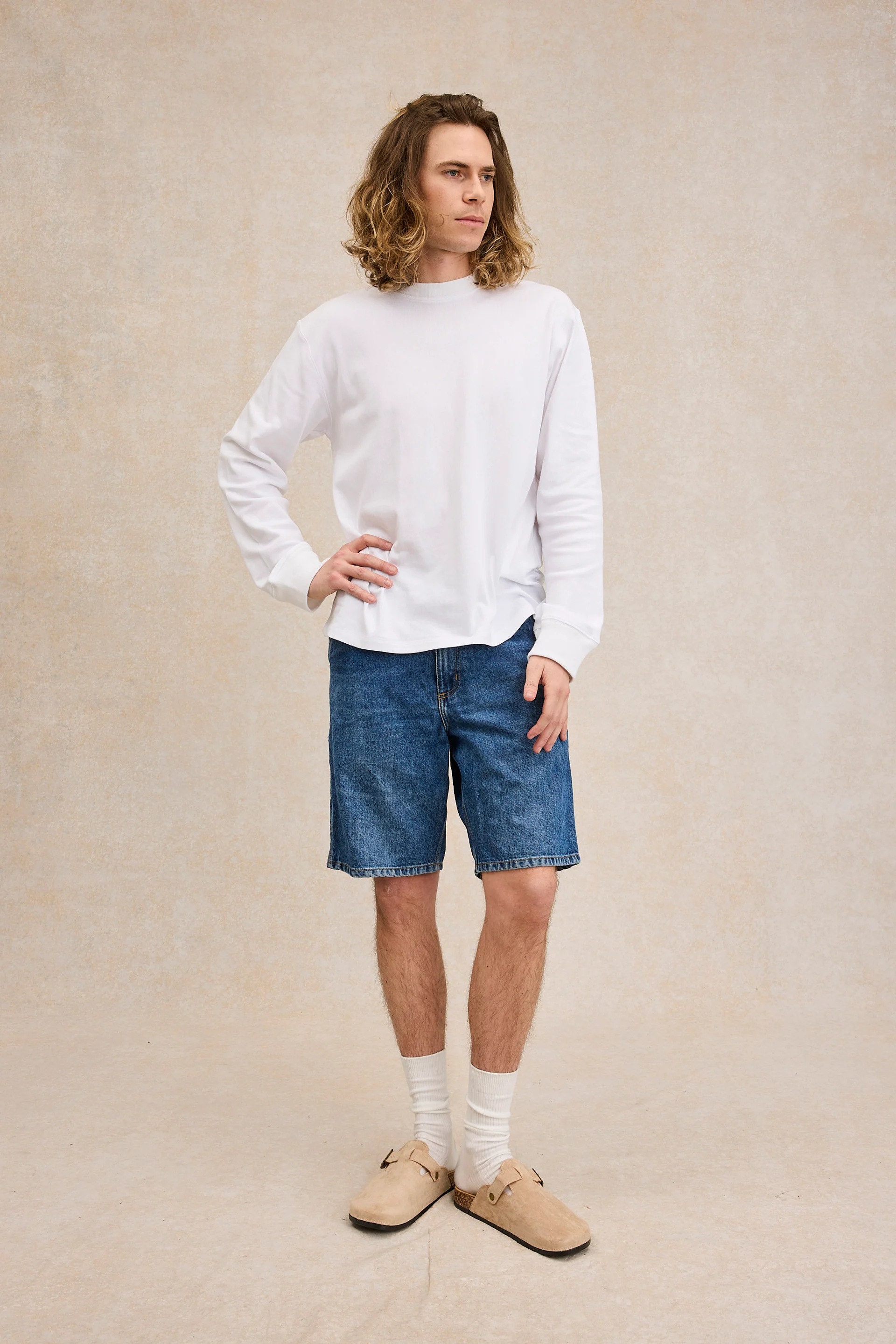 T-shirt blanc en maille Rachel à manches longues pour homme - Image 4