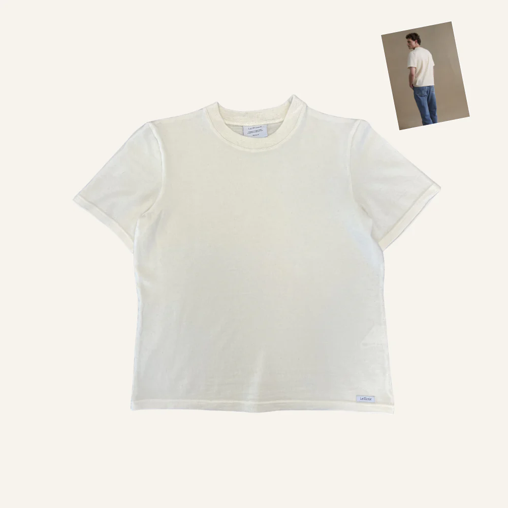 T-shirt écru à manches courtes en laine mérinos - Seconde main