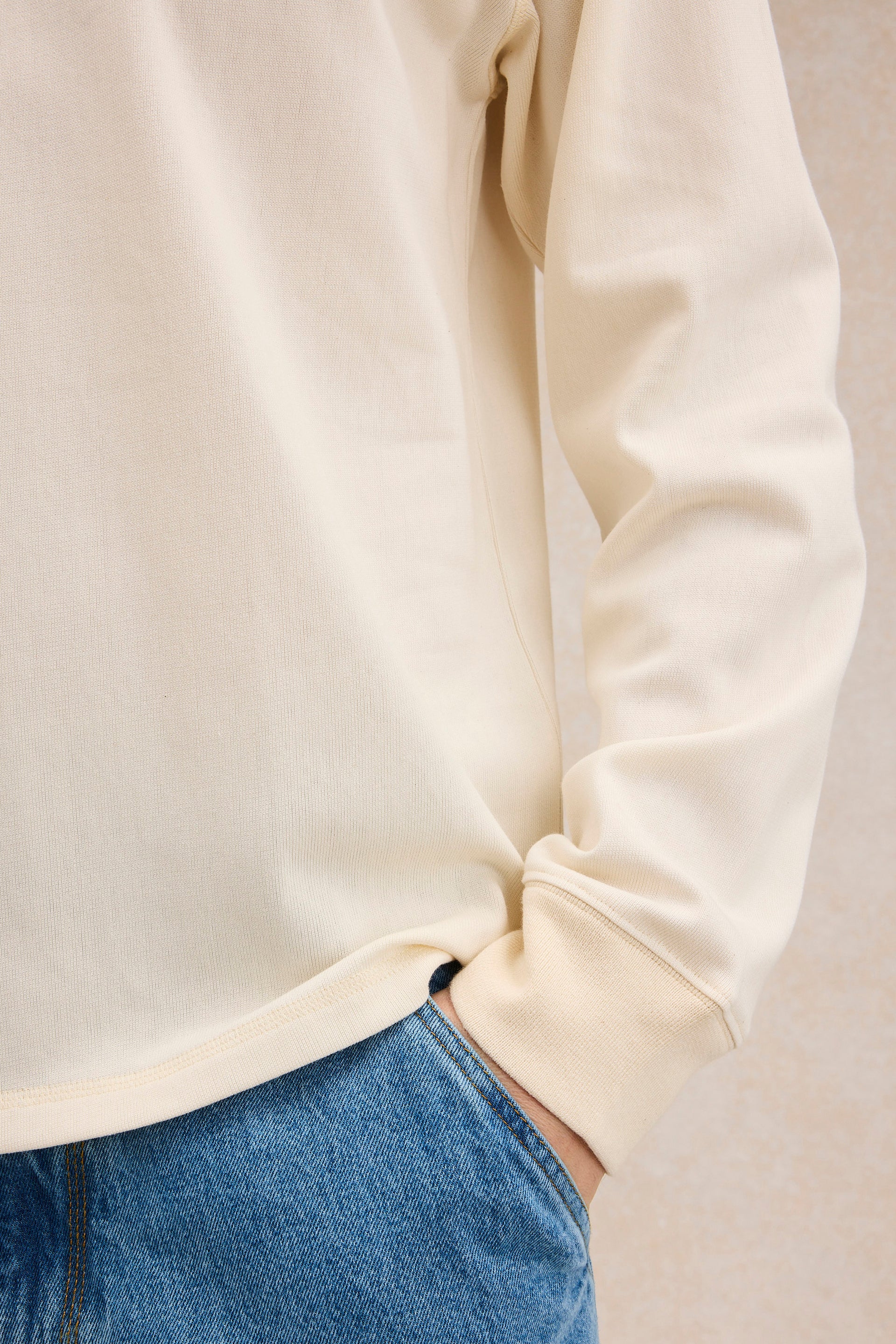T-shirt écru en maille Rachel à manches longues pour homme - Image 3