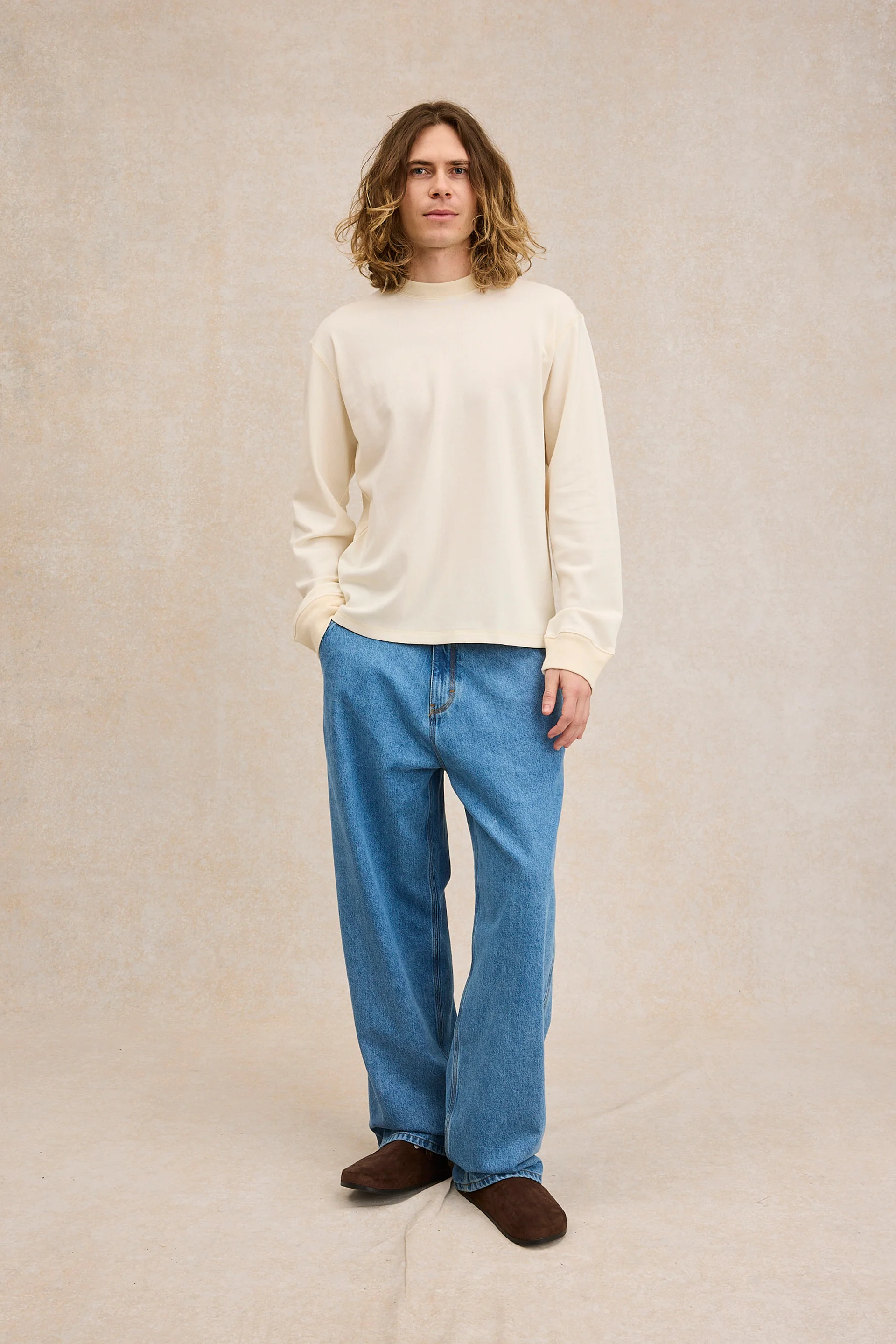 T-shirt écru en maille Rachel à manches longues pour homme - Image 4
