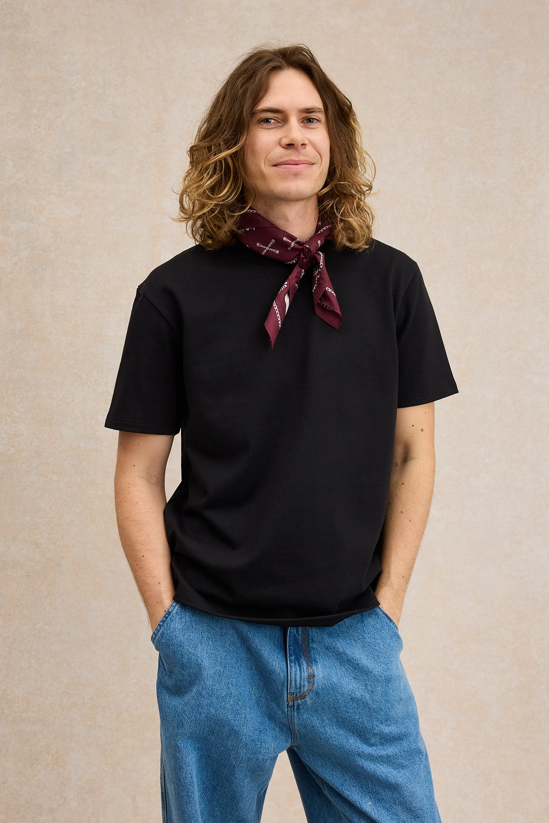 T-shirt en coton épais noir pour homme