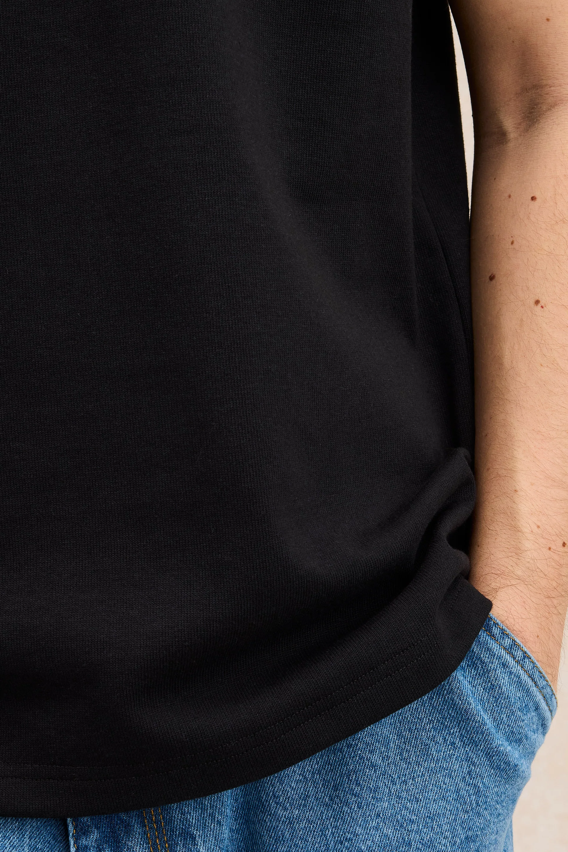 T-shirt en coton épais noir pour homme - Image 4