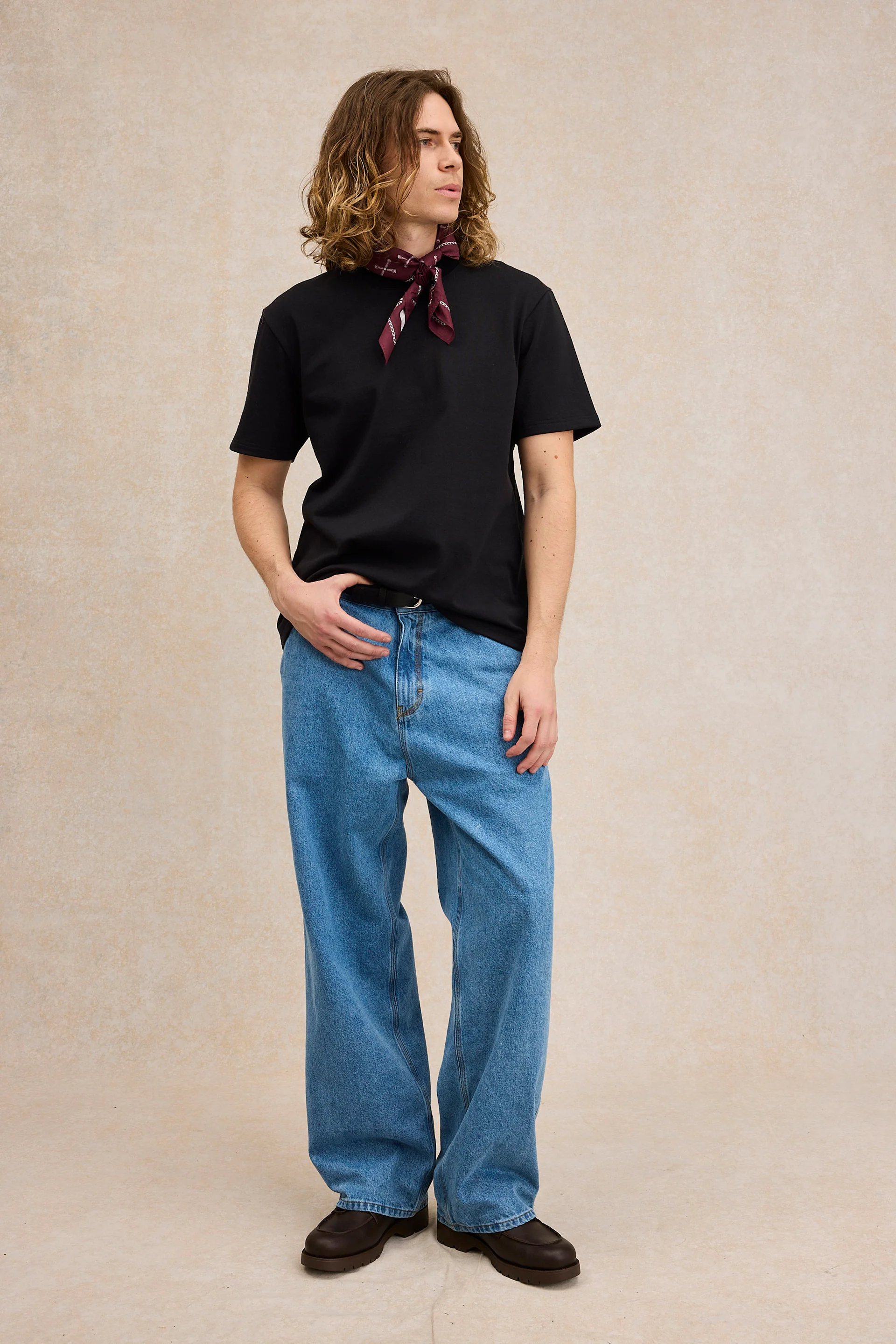T-shirt en coton épais noir pour homme - Image 5