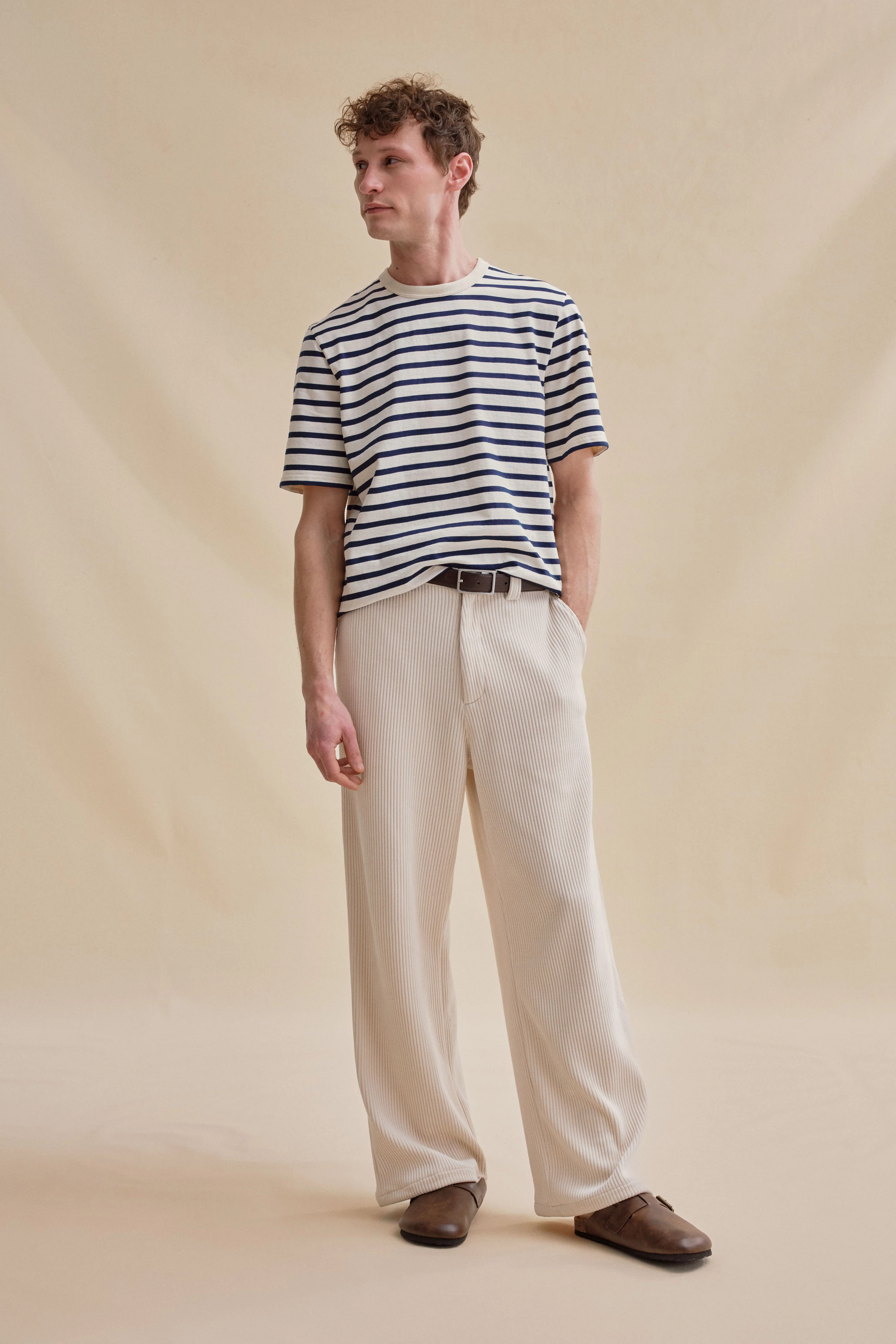 T-shirt marin écru et marine pour homme - Image 3