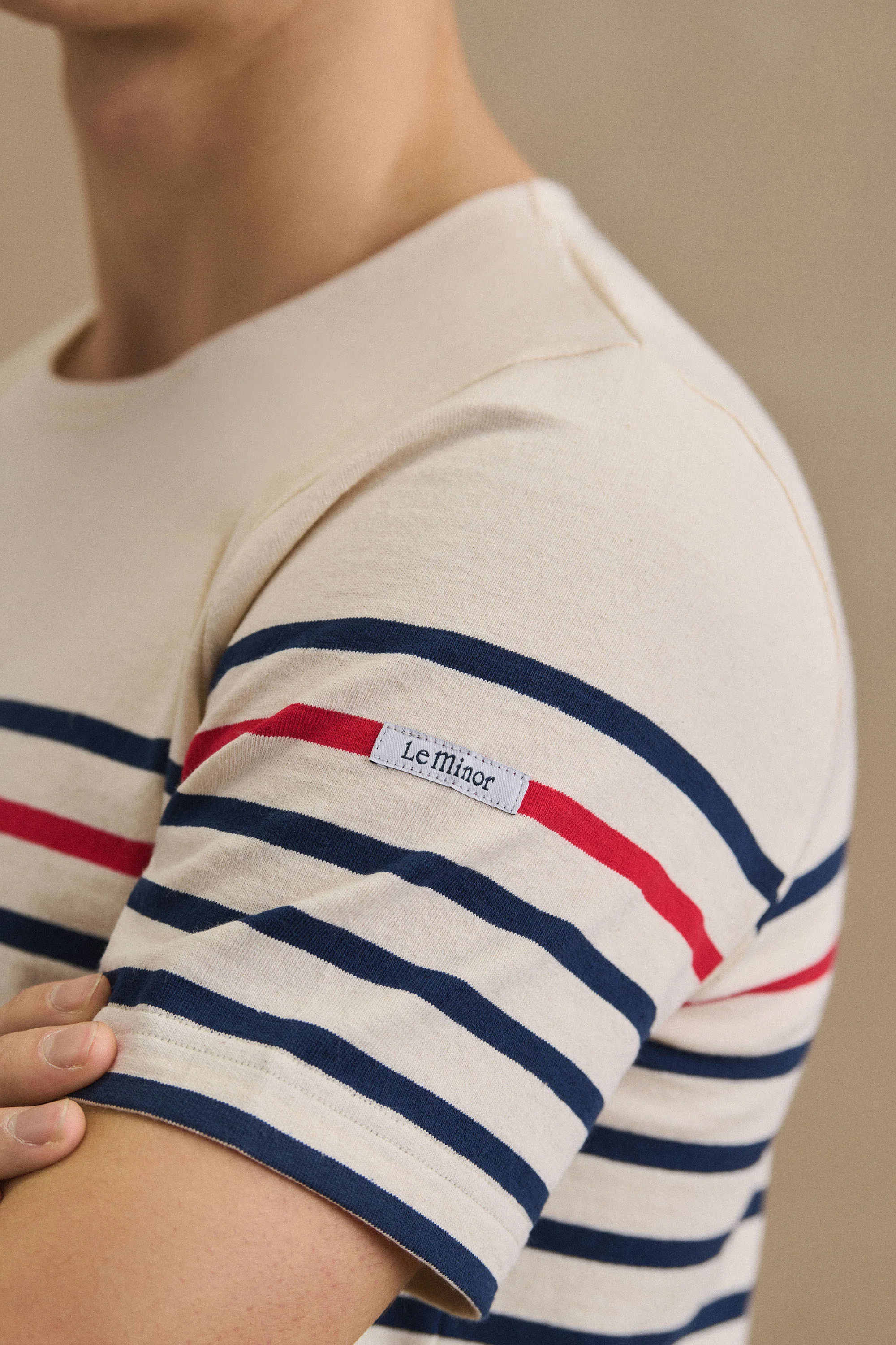 T-shirt marinière écru avec rayure rouge - Image 3