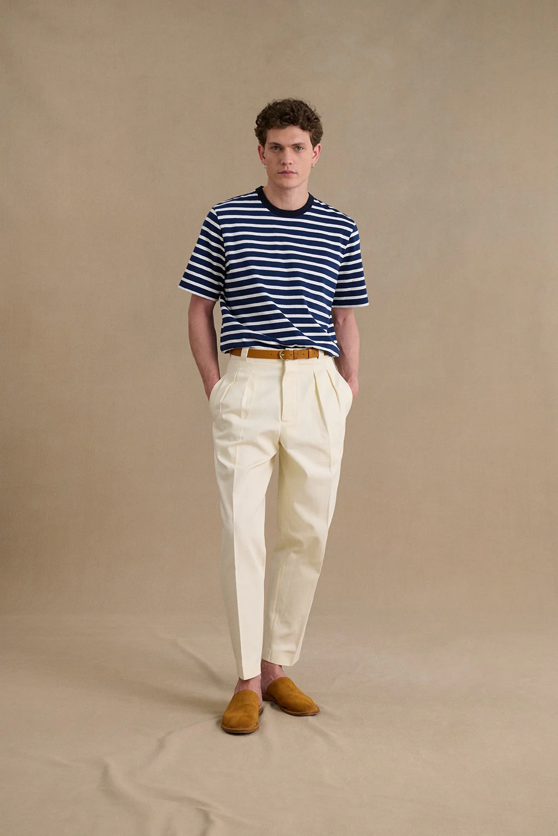 T-shirt marin marine et blanc pour homme - Image 2