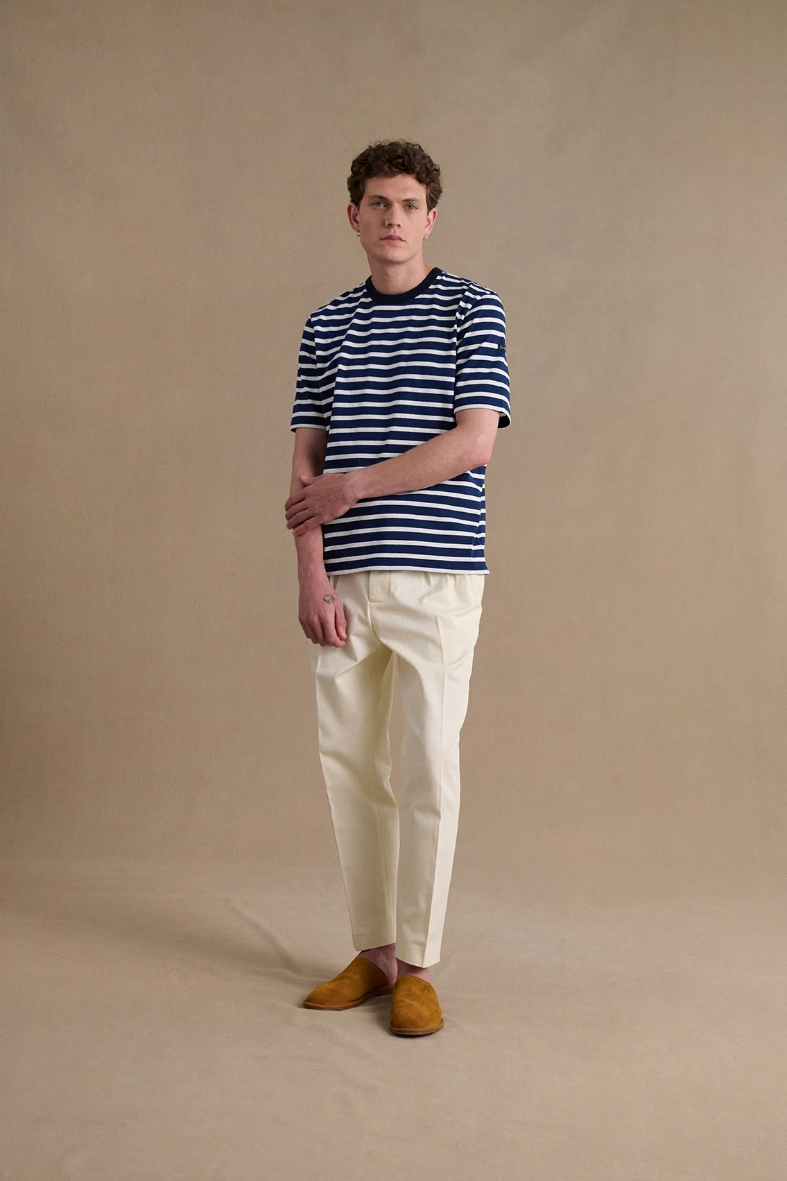 T-shirt marin marine et blanc pour homme - Image 3