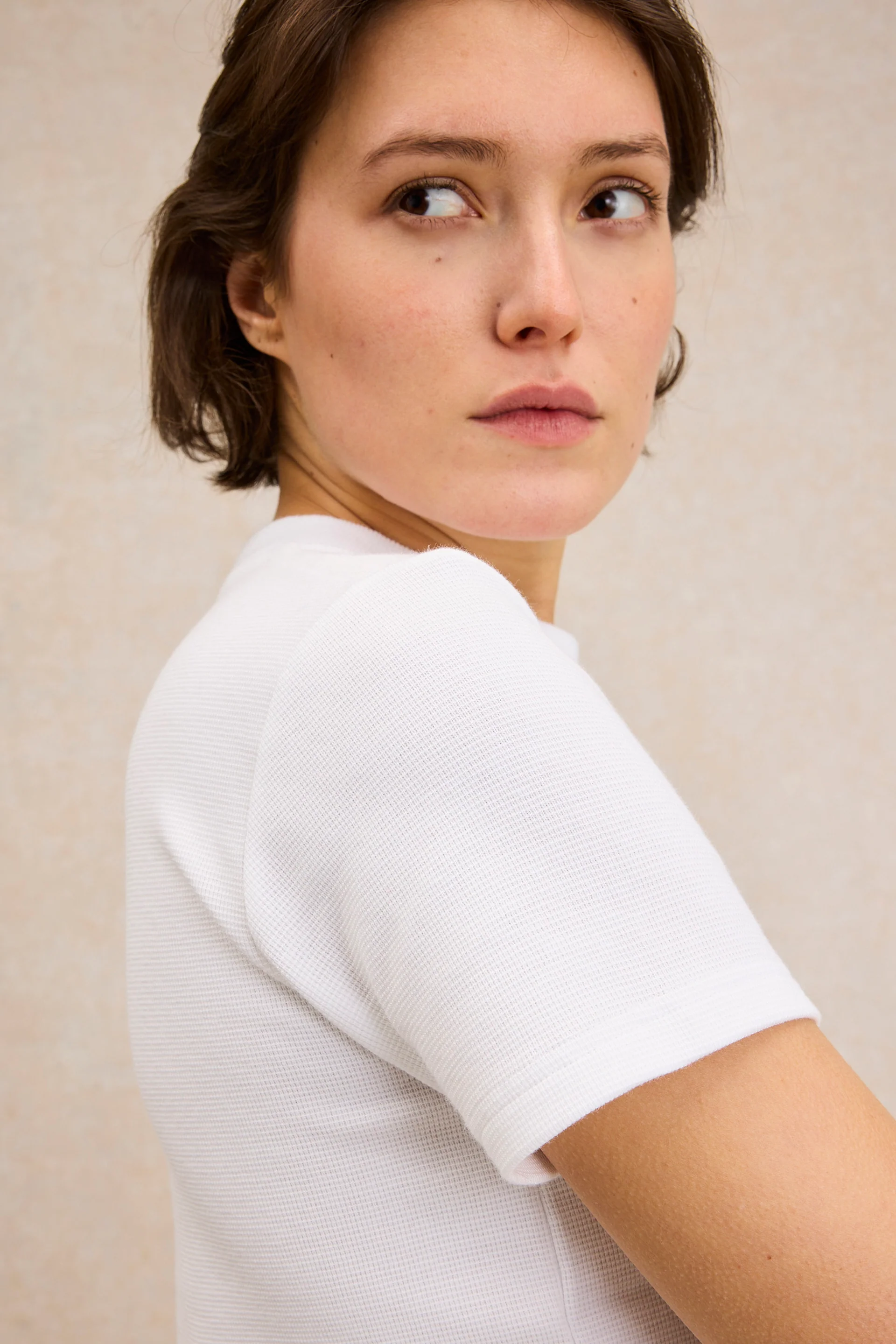 T-shirt Vic nid d'abeille blanc - Image 2