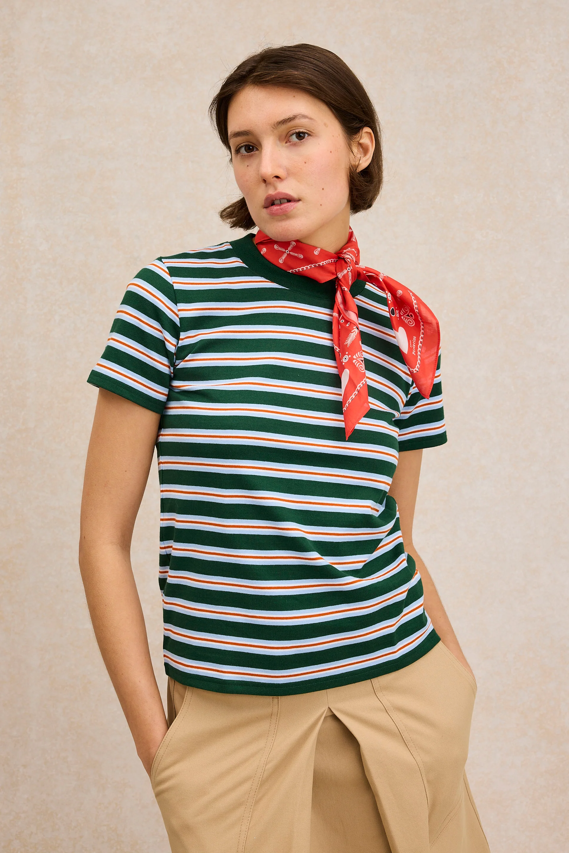 T-shirt Vic rayé vert