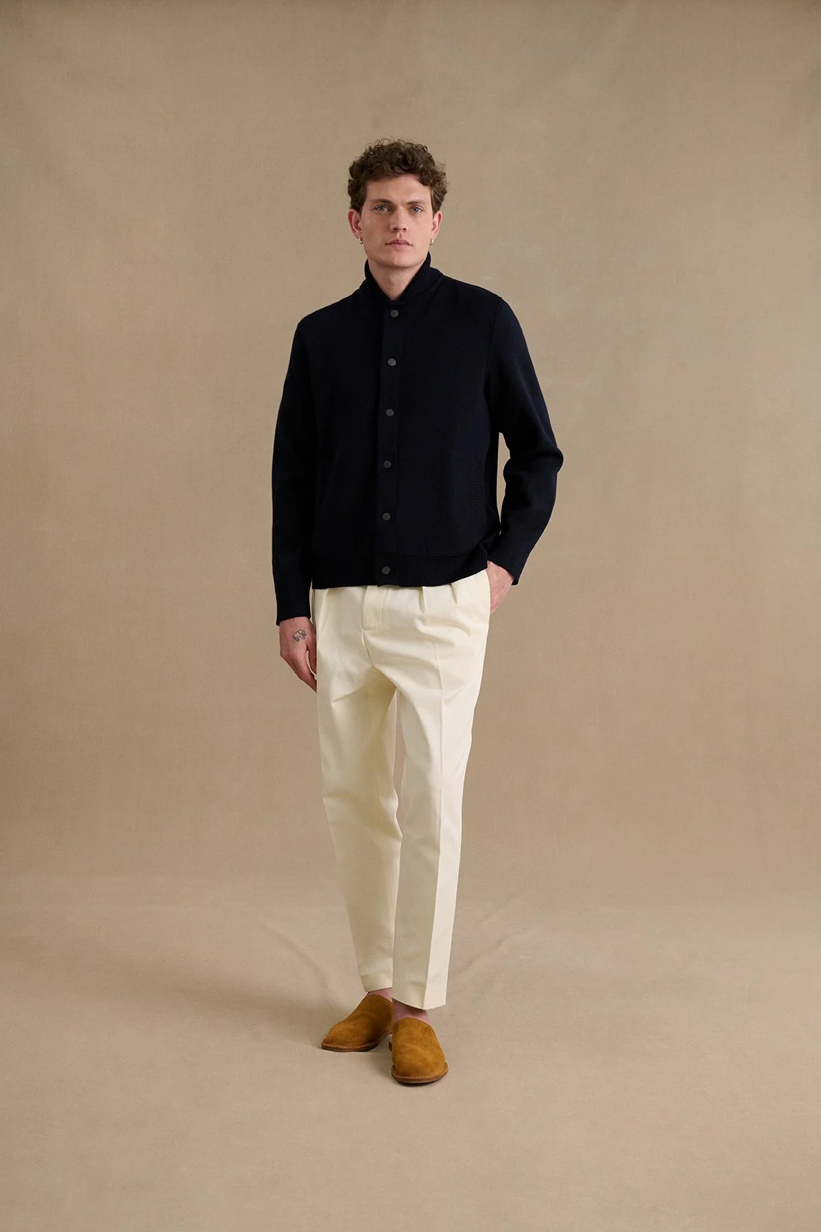 Teddy bleu marine en maille milano pour homme - Image 5