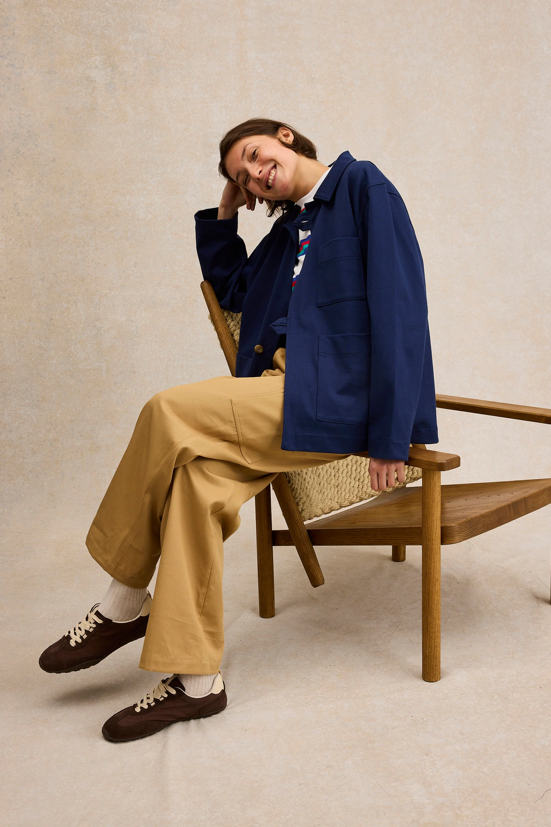 Veste de peintre bleu marine en coton pour femme - Image 3