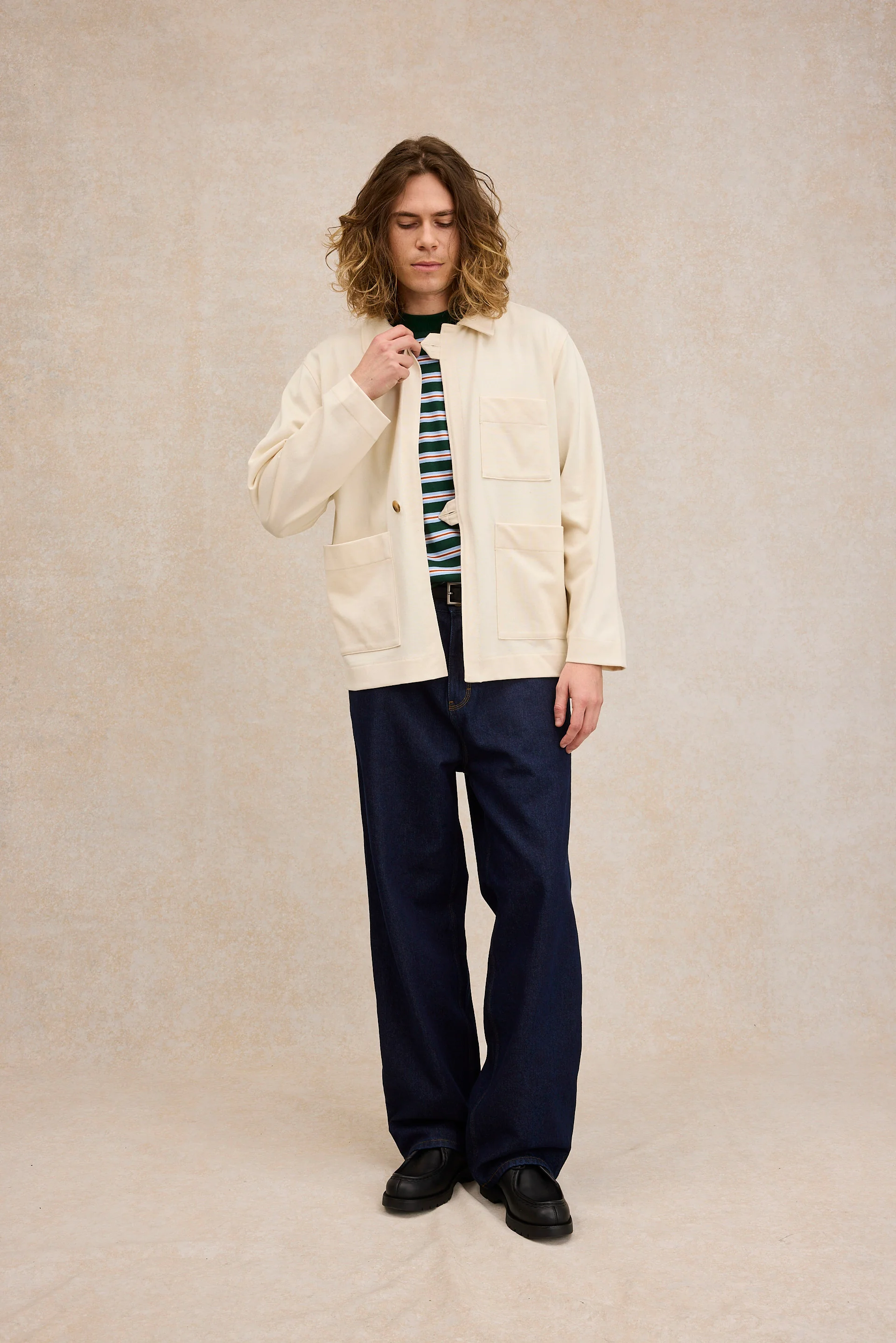 Veste de peintre écru en coton pour homme - Image 3