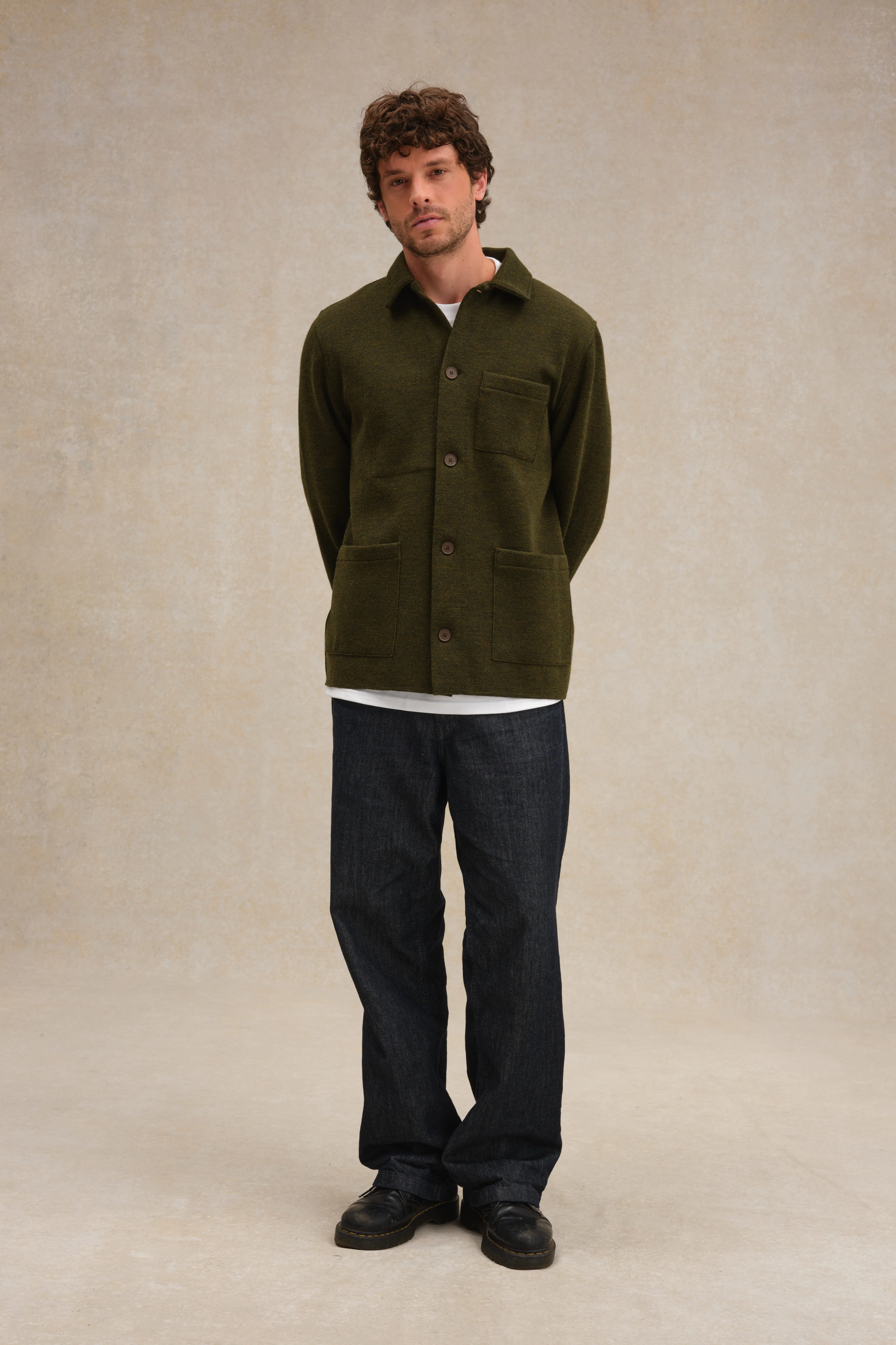 Veste de travail vert olive en maille Milano pour homme - Image 3